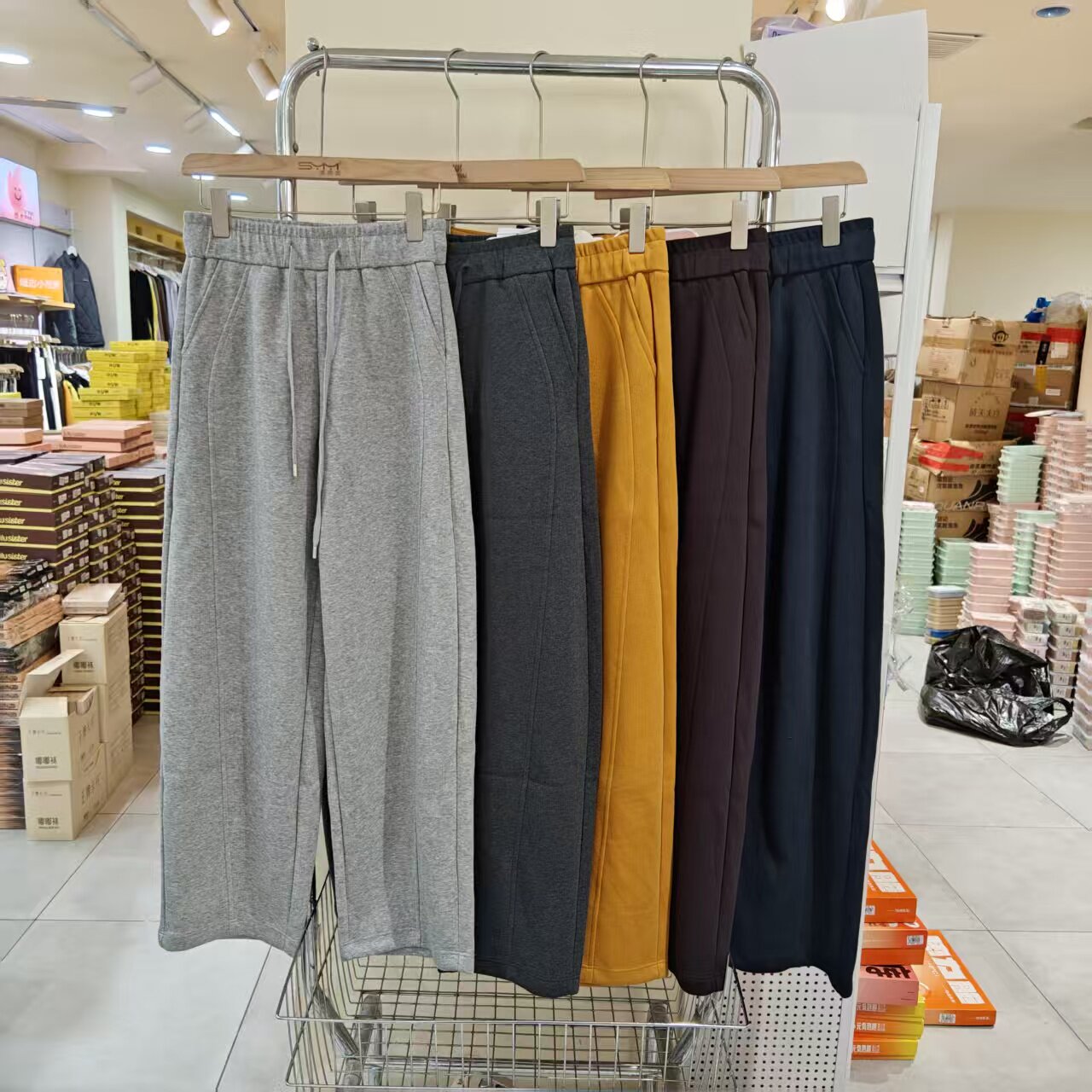 秋冬女士加厚阔腿保暖长裤