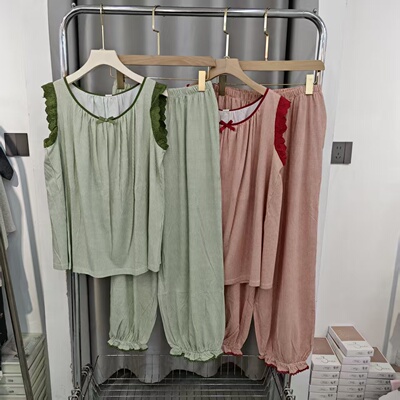 甜美蕾丝边可外穿睡衣套装家居服