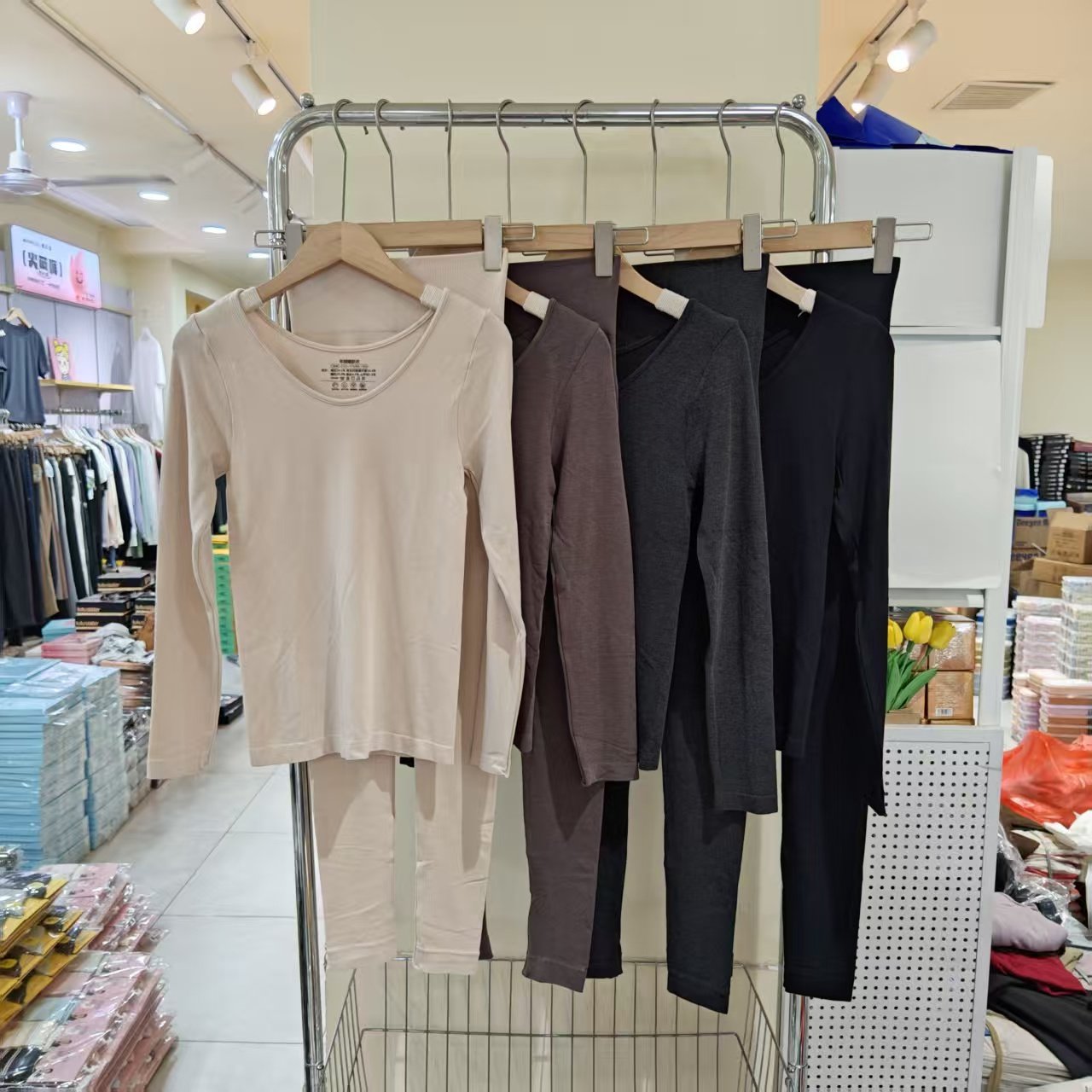 女士圆领保暖内衣套装秋衣秋裤