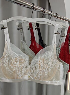 新款超薄大胸显小B杯软钢圈内衣女士聚拢网纱蕾丝性感文胸罩8601