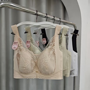 大胸显小五排扣加宽侧收女士内衣D杯软钢圈全罩纸片杯文胸罩9511