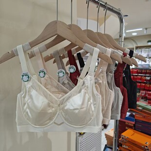 超薄大胸显小软钢圈光面内衣蕾丝缎面女士CD杯上托侧收文胸罩6670