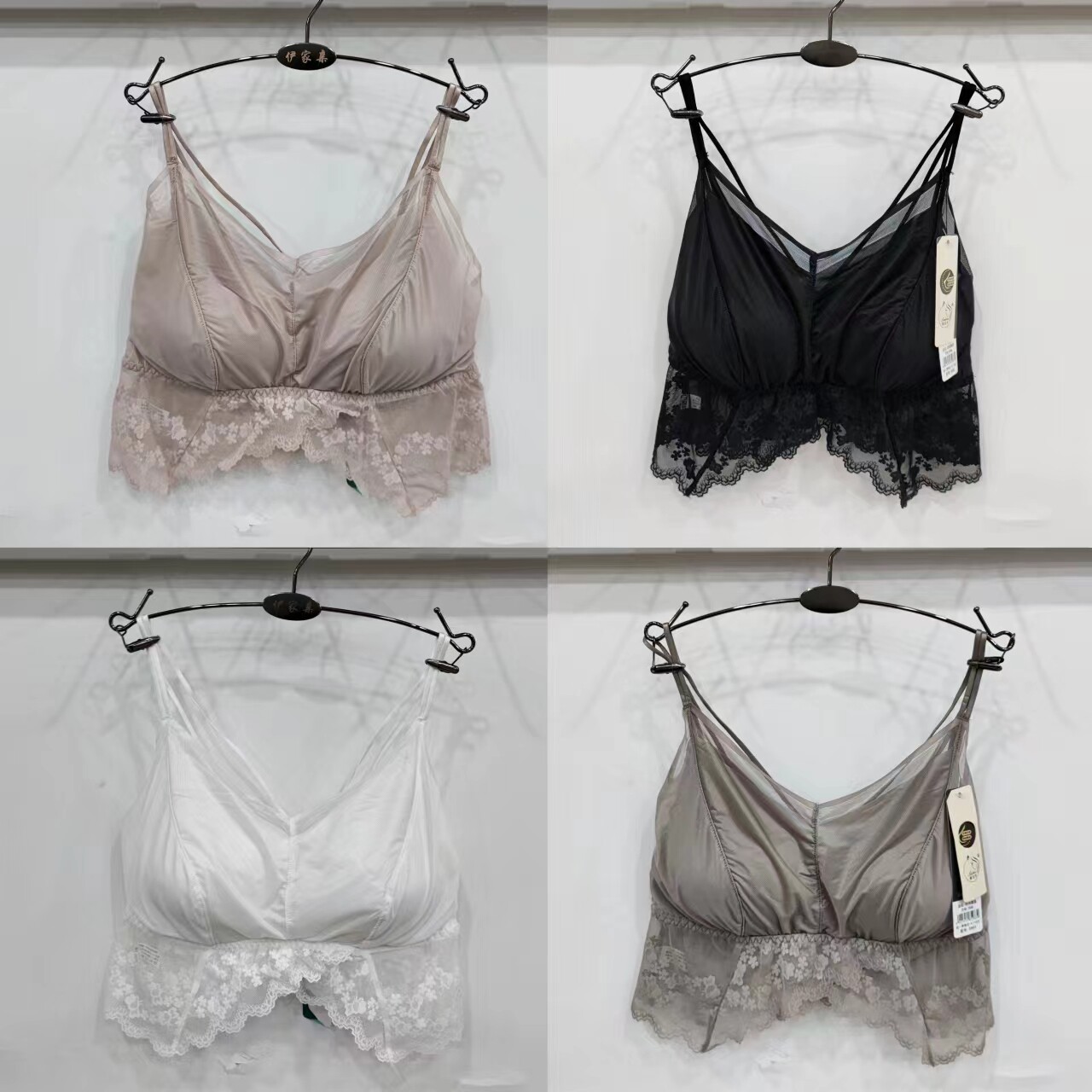 夏季女士网纱交叉细肩带美背裹胸性感百搭聚拢无钢圈文胸吊带5983