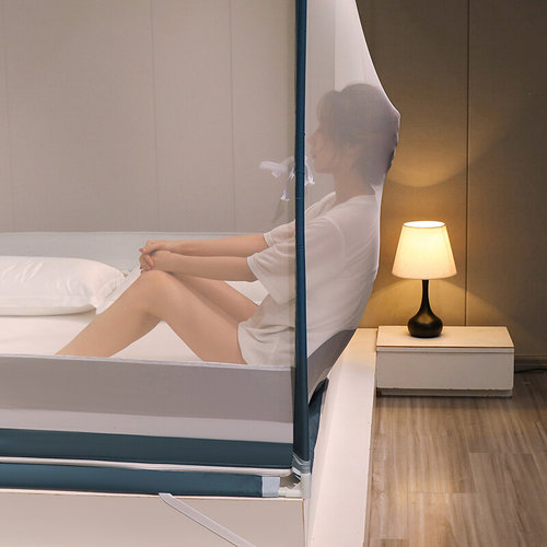 底蚊防档儿高带1.8新全账帐童用纹链加床拉款密卧式家坐室摔z支u.