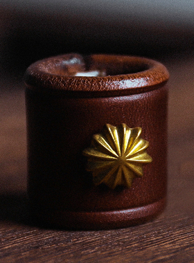 阿美咔叽horween霍尔文茶芯油蜡牛皮菊花扣方巾扣复古鹰戳领巾扣