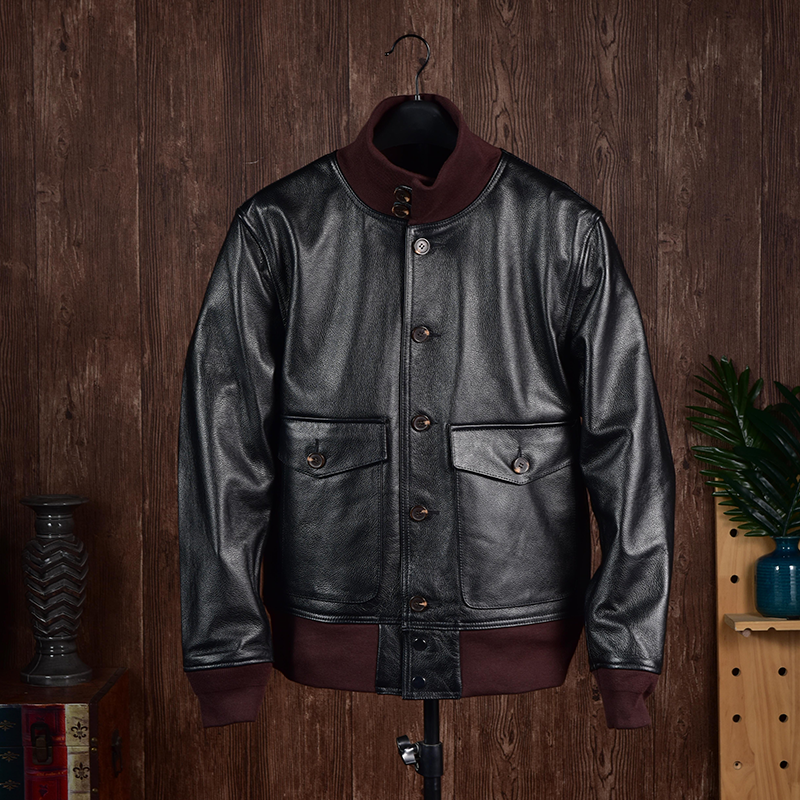 重磅福利推荐！A1空军飞行夹克男士头层荔枝纹牛皮真皮皮衣外套