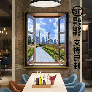 假窗户仿真窗景开窗风景装 饰画入户玄关客厅走廊酒店民宿房间挂画