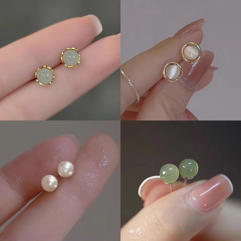 新中式淡绿色睡觉不用摘的耳钉女耳饰爆款出游搭配耳环小众迷你,饰品/流行首饰/时尚饰品新,耳钉,淘宝优惠券,粉丝福利购,淘宝优惠卷