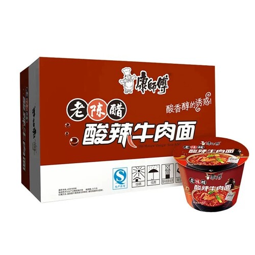 康师傅老陈醋酸辣牛肉面桶装泡面