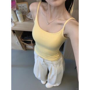 美背防走光夏季打底穿上衣女运动风辣妹带收腰内搭外胸垫吊带背心