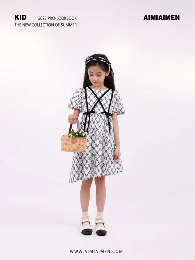 连衣裙【120、130码】童装女孩裙子短袖娃娃裙休闲中大童414207