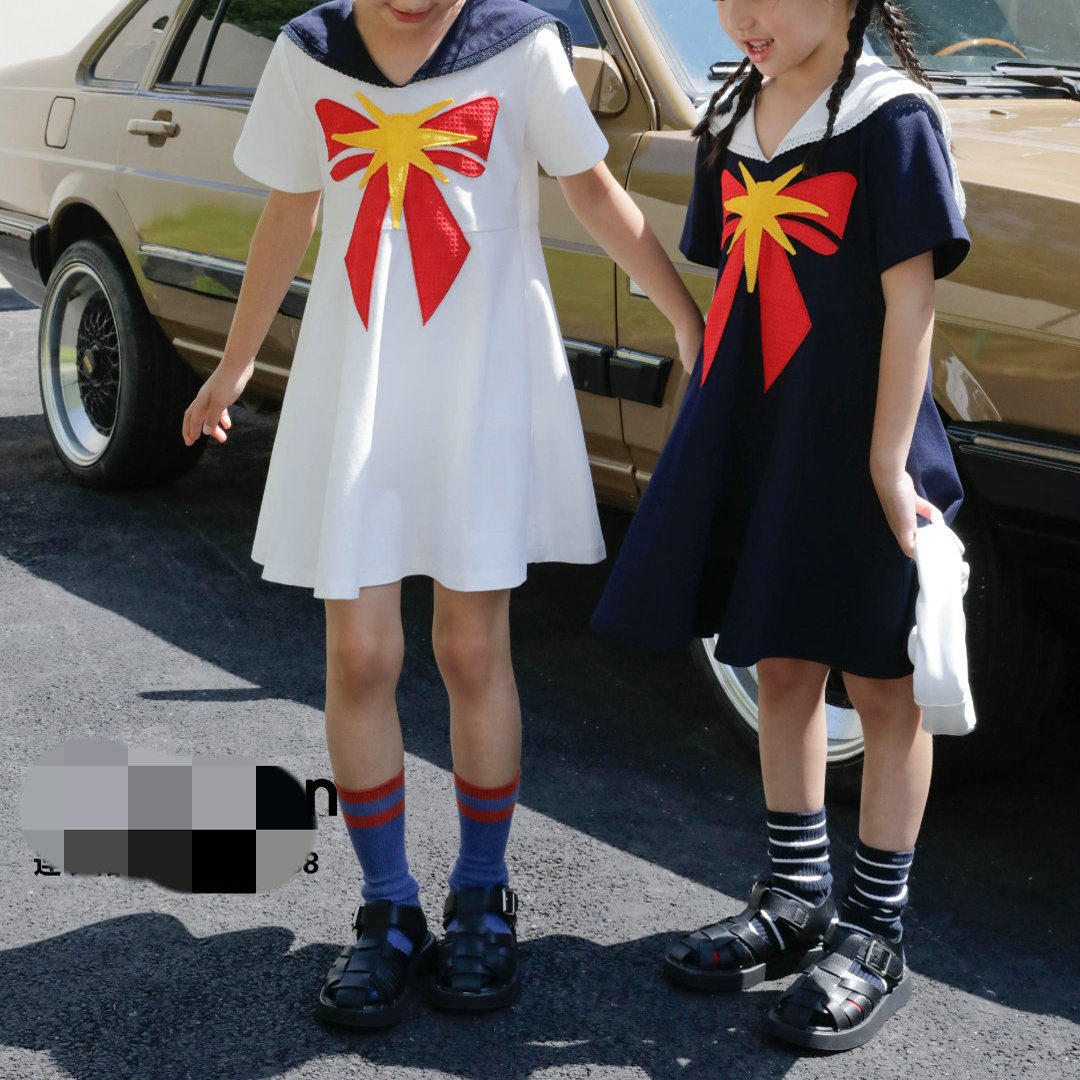 连衣裙特价新款夏季童装女孩裙子短袖娃娃裙休闲运动中大童414388