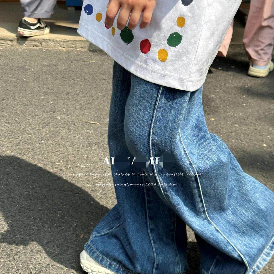 2025新款春秋童装女孩牛仔长裤宽松潮休闲运动中大童112037