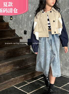 2025新款春秋童装女孩牛仔长裙休闲潮流时尚中大童314415