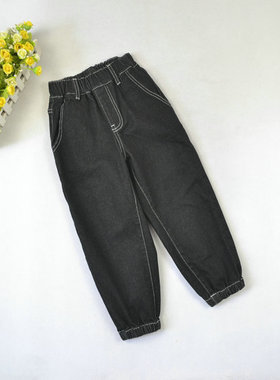 弹力牛仔裤2025新款春秋童装男孩缩脚长裤潮休闲运动中大童118717