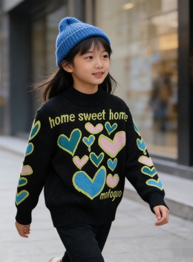 特价【110、120码】童装女孩毛衣毛衫圆领休闲时尚潮中大童811063