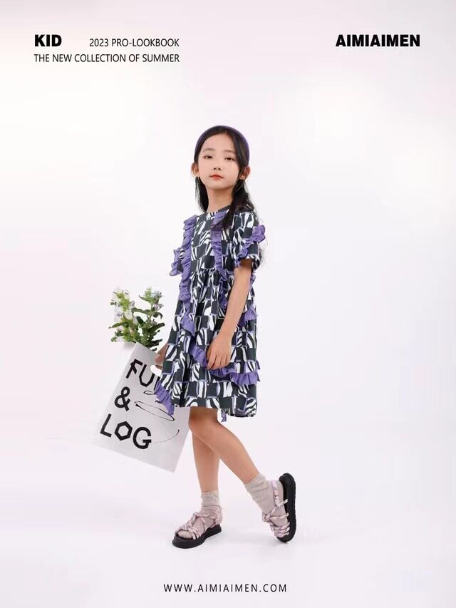 连衣裙【110吗】夏季童装女孩裙子短袖娃娃裙休闲中大童413443