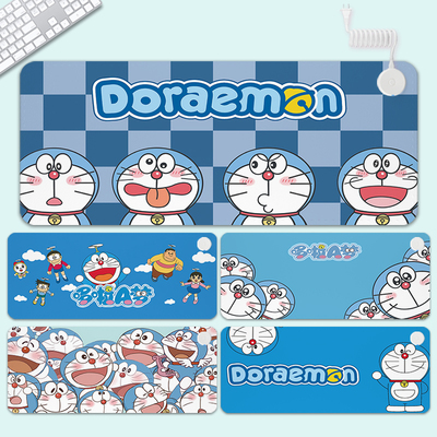 哆啦A梦加热桌垫超大暖手桌面垫冬电脑键盘垫鼠标垫办公室发热垫