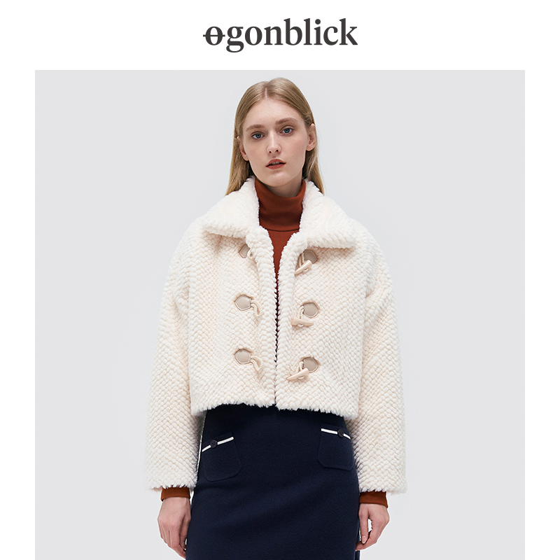 北欧时刻羊羔绒外套女2021年秋冬小个子ins港风新款保暖提花短款