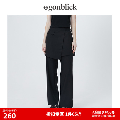 北欧时刻假两件纯色休闲裤
