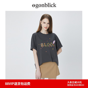 北欧时刻2025夏季 小众可拆卸花花上衣女 新款 甜美撞色印花T恤短袖