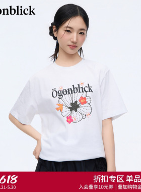 北欧时刻'美式雏菊印花白色T恤女26年夏季新款宽松百搭设计感上衣