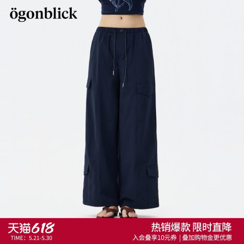 商场同款北欧时刻工装运动休闲裤女2026年夏季新款直筒阔腿长裤子