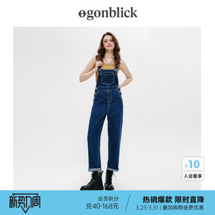 复古牛仔背带裤 宽松直筒连体裤 女2026春季 长裤 子 新款 北欧时刻美式