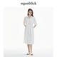 收腰衬衫 裙子 连衣裙女夏季 中长款 商场同款 北欧时刻气质白色短袖