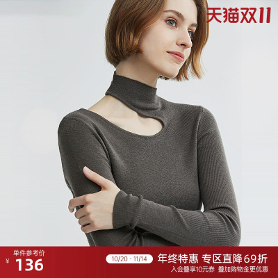 北欧时刻半高领灰色针织打底衫