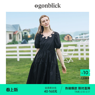 北欧时刻连衣裙女收腰显瘦小黑裙