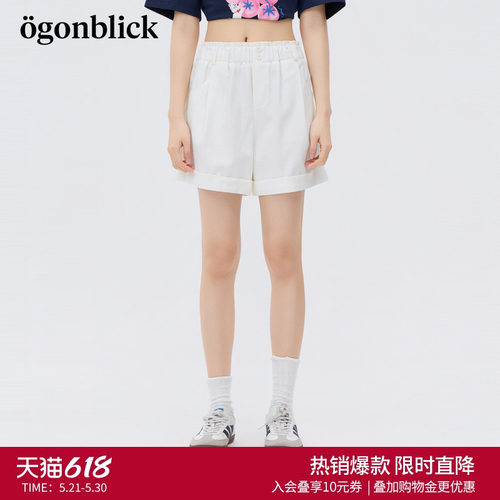 商场同款北欧时刻简约休闲白色短裤女26年夏季新款莱赛尔高腰裤子