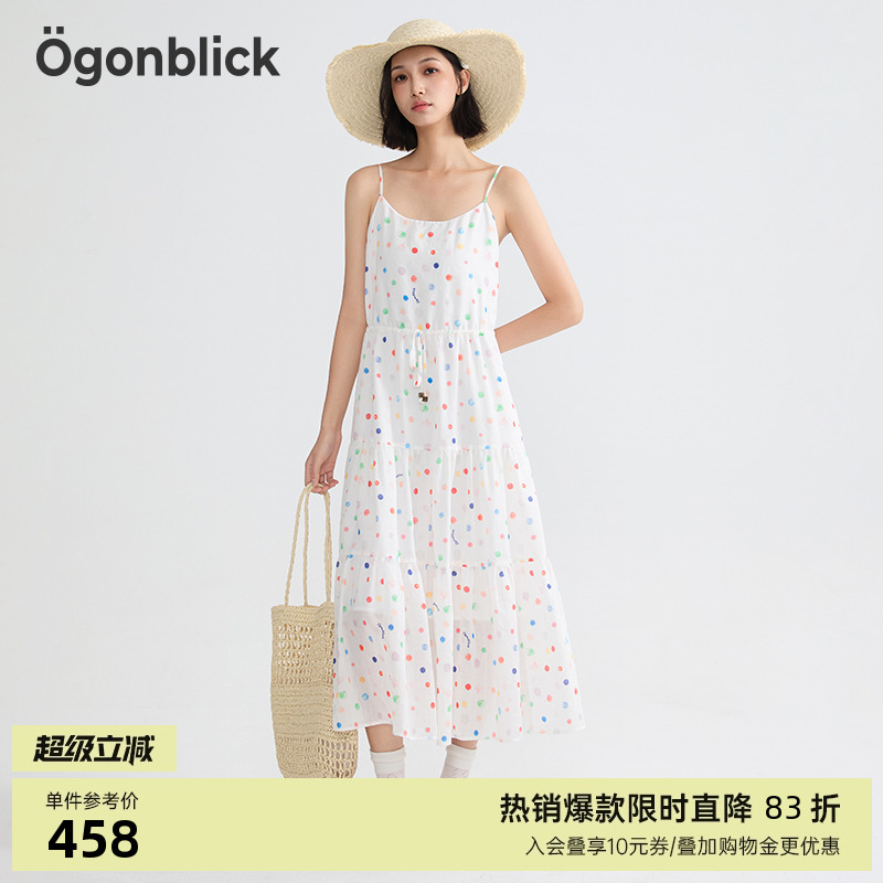 吊带波点淑女连衣裙女