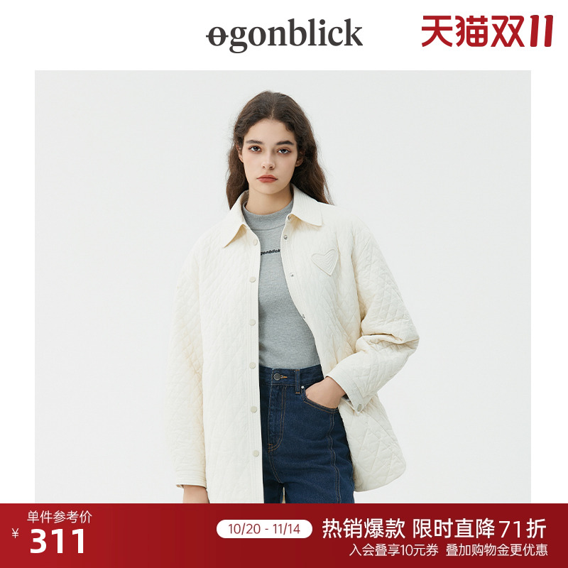 北欧时刻时尚菱格夹棉外套