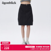 北欧时刻 高腰廓形百搭A字裙子 新款 灰色工装 牛仔半身裙女26年夏季