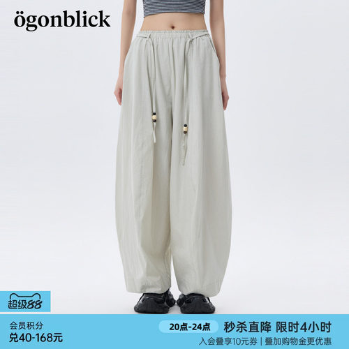 高腰休闲北欧时刻长裤抽绳休闲裤