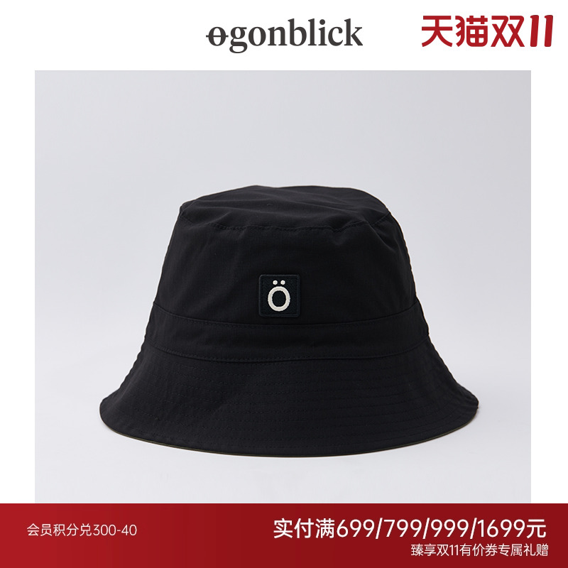 北欧时刻鸭绒渔夫帽子女黑色盆帽