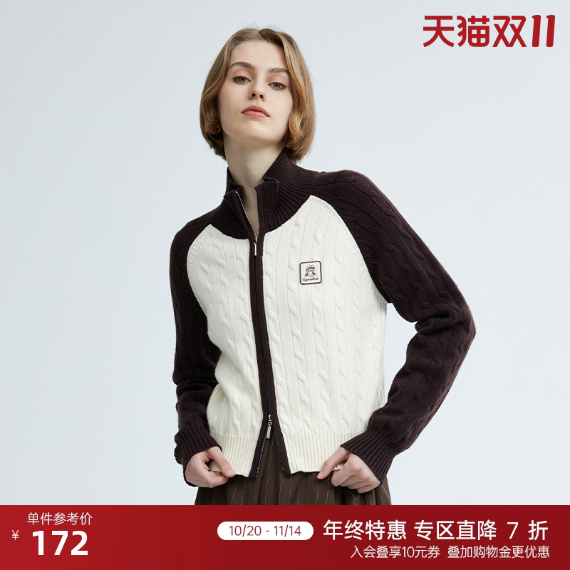 上衣翻领外套针织开衫女