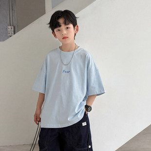 男童短袖t恤夏装2026新款上衣洋气潮T中大儿童装夏季半袖男孩体恤