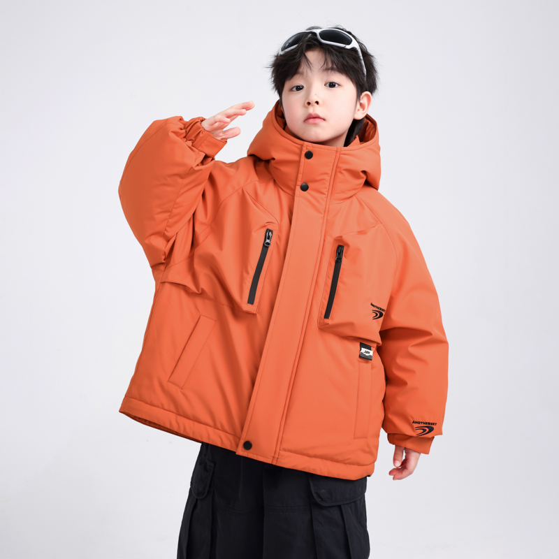 男童羽绒服冬季2025新款中大儿童加厚保暖白鸭绒外套帅气连帽棉服