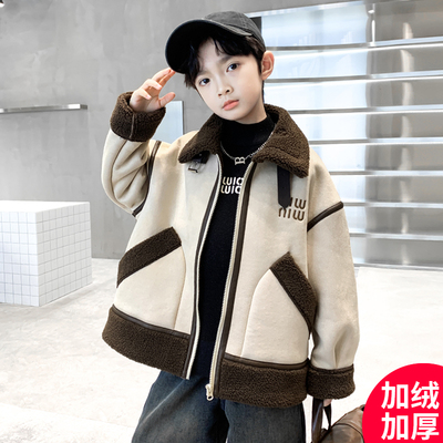 男童皮毛一体外套秋冬季