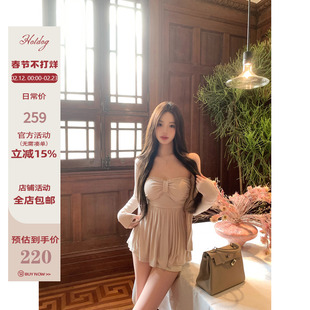 Hotdog热狗很辣【蕾丝少女 抹胸两件套】两色开衫/蝴蝶结抹胸上衣