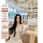 Hotdog热狗很辣 中古温柔少女 纯欲温柔性感蕾丝吊带毛衣两件套