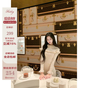 Hotdog 热狗很辣【初冬华尔兹】温柔气质修身米白色针织连衣裙女
