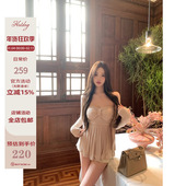 Hotdog热狗很辣 蝴蝶结抹胸上衣 两色开衫 蕾丝少女 抹胸两件套