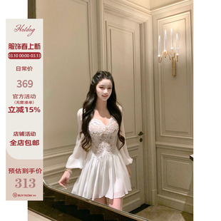 Hotdog 热狗很辣【蕾恋茶歇】纯欲风性感蕾丝连衣裙气质显瘦裙子