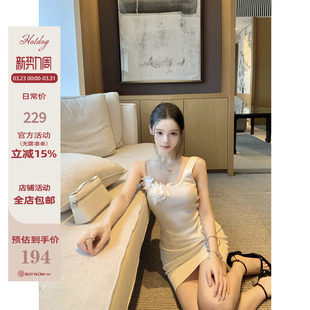 立体花朵单肩连衣裙女装 椿恋情人 极简高级感 热狗很辣 Hotdog