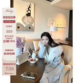 狐狸毛 Hotdog 连帽毛呢外套 柔雾 100%超细澳毛 热狗很辣 雪季