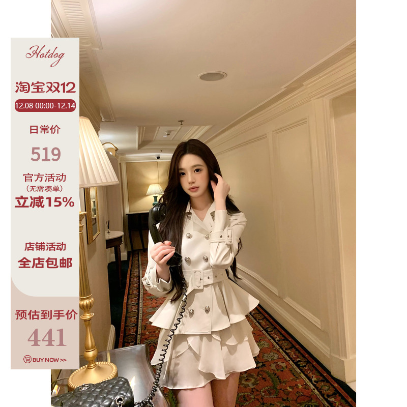 Hotdog热狗很辣皮质风衣外套