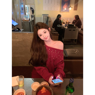 新工艺钉钻 星夜璀璨 斜肩针织连衣裙 热狗很辣 Hotdog